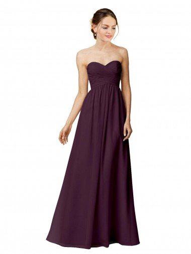 Best Strapless Chiffon Bridesmaid Dress with Criss Cross Shirred Bodice