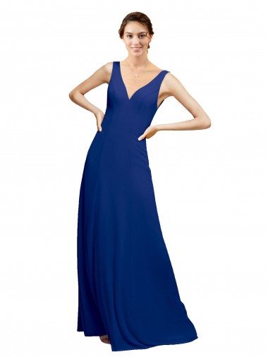 Best V-Neck Sheath Chiffon Bridesmaid Dress with V-Back