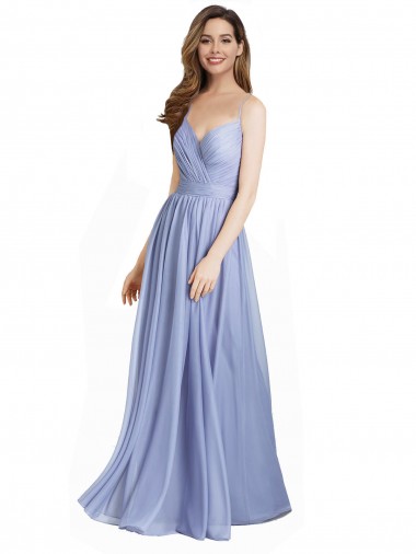 Best Ruched Criss Over Bodice Chiffon Bridesmaid Dress with Lace Open Back