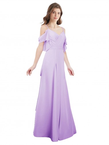 Best Chiffon Bridesmaid Dress with Draped Sweetheart Bodice and Off The Shoulder Flounces