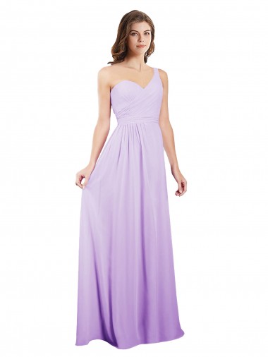 Best Draped One Shoulder A-Line Long Chiffon Bridesmaid Dress