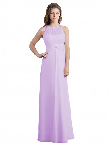 Best Sweetheart Long Chiffon Bridesmaid Dress with Halter Straps