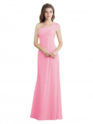 Best Single Shoulder Chiffon Bridesmaid Dress with Draped Bodice