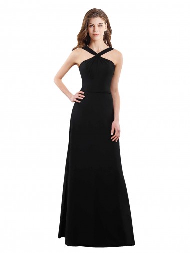 Best Chiffon A-Line Bridesmaid Dress with Criss Cross Halter Top