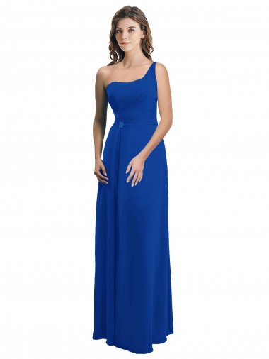 Best One Shoulder A-Line Chiffon Bridesmaid Dress with Pleated Bodice