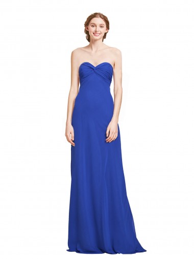 Best Sweetheart Neckline Chiffon Ruched Bodice Tie Back Bridesmaid Dress