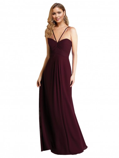 Best Long Chiffon Bridesmaid Dress with Sweetheart Neckline