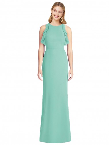 Best Jewel Neck Mermaid Open Back Chiffon Bridesmaid Dress