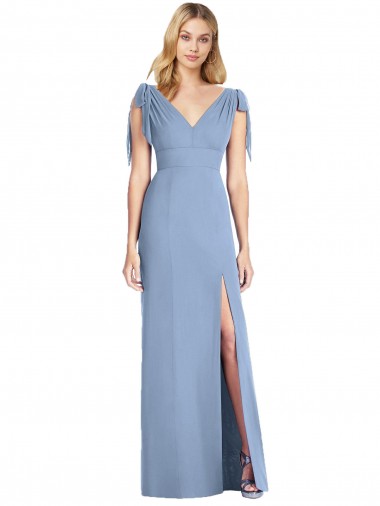 Best Bow-Shoulder Sleeveless Deep V-Back Mermaid Bridesmaid Dress