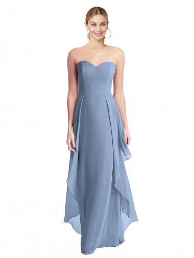 Best Strapless Chiffon Bridesmaid Dress with Skirt Overlay