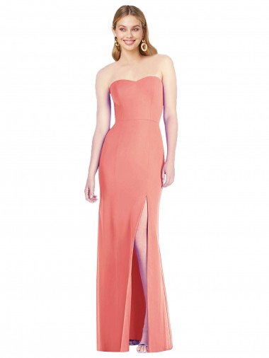 Best Strapless Chiffon Trumpet Bridesmaid Dress with Front Slit