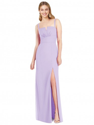 Best Spaghetti Straps Mermaid Chiffon Bridesmaid Dress with Side Front Slit