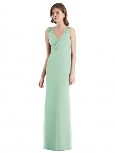 Best Sleek Open Back Chiffon V-Neck Bridesmaid Dress