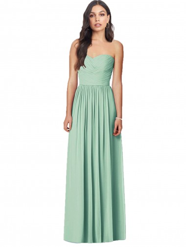 Best Draped Sweetheart Strapless Long Chiffon Bridesmaid Dress