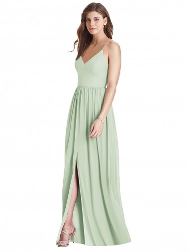 Best Criss Cross Strap Backless Maxi Long Chiffon Bridesmaid Dress