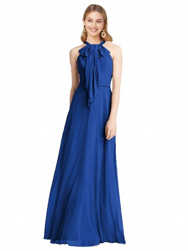 Best Plunging V-Back Long Full Length Chiffon Bridesmaid Dress