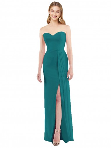 Best Sweetheart Neckline Lux Chiffon Bridesmaid Dress with Side Slit