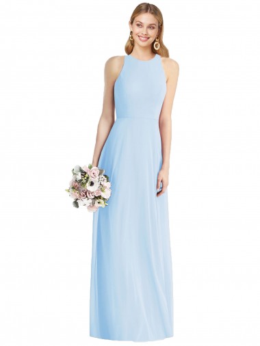 Best Sleeveless Halter Chiffon Maxi Bridesmaid Dress
