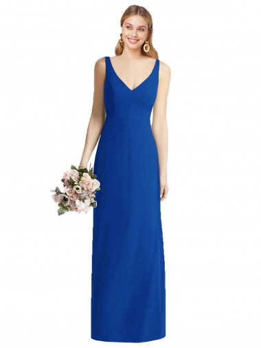Best Sleeveless V-Back Long Trumpet Chiffon Bridesmaid Dress