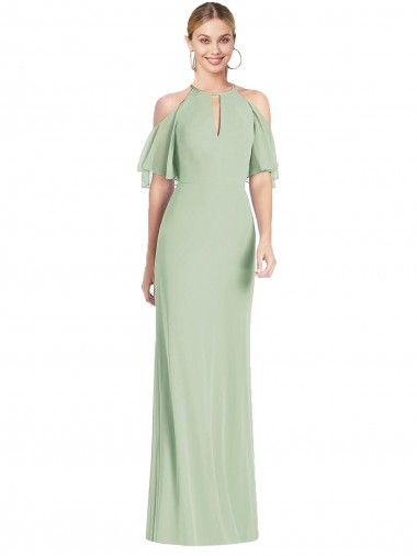 Best Ruffle Cold-Shoulder Mermaid Chiffon Maxi Bridesmaid Dress