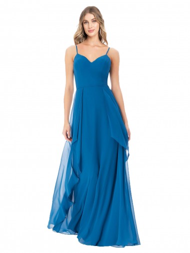 Best Simple Sweetheart Chiffon Bridesmaid Dress with Cascading Overlay