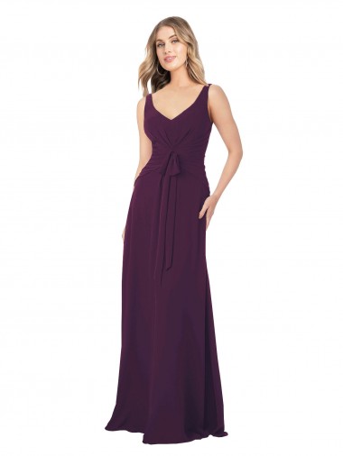 Best Long Chiffon Bridesmaid Dress with Front Bow