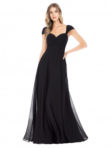 Best Sweetheart Cap Sleeves Chiffon Bridesmaid Dress