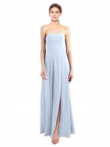 Best Fitted Strapless Full Length Chiffon Bridesmaid Dress with Front Slit