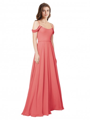 Best Draped Off the Shoulder Straps Chiffon Bridesmaid Dress