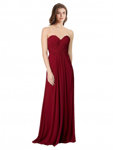 Best Draped Sweetheart Long Grecian Inspired Chiffon Bridesmaid Dress