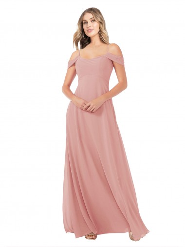 Best Draped Shoulder Sash Back Chiffon Bridesmaid Dress