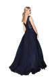 High Neck V-Neck Long Chiffon Bridesmaid Dress / Prom Dress with Sequin Top