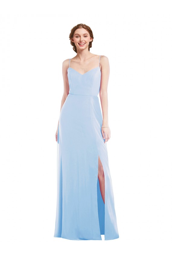 Tie Back Cutout Maxi Formal Bridesmaid Dress with Front Slit