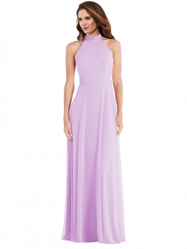 Best High Neck Halter Backless Maxi Bridesmaid Dress