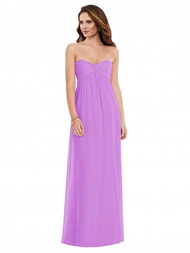 Best Empire Waist Twist Shirred Strapless Bridesmaid Dress