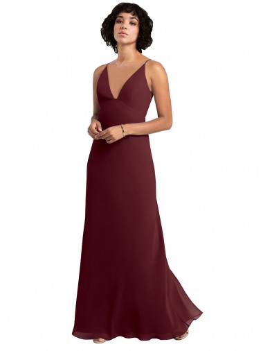 Best Notched Neckline Empire Waist Chiffon Slip Bridesmaid Dress