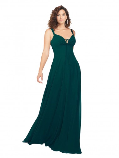 Best Tied Bodice Sweetheart V-Neck Chiffon Bridesmaid Dress