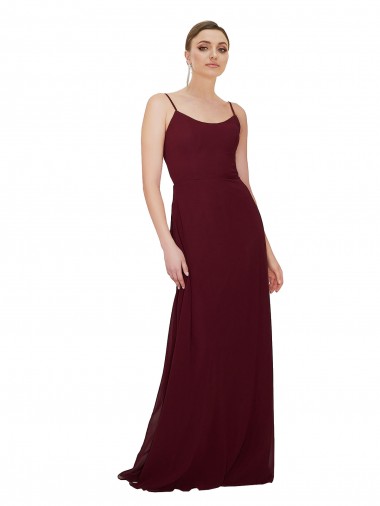 Best Scoop Neck Tied Keyhole Back Chiffon Bridesmaid Dress