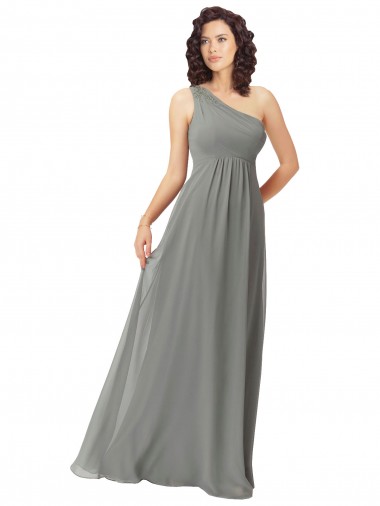 Best Embroidered One Shoulder Chiffon Bridesmaid Dress