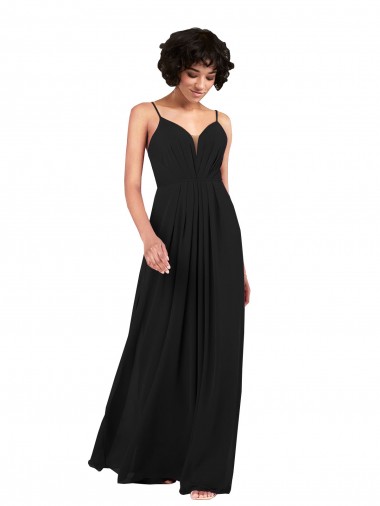 Best Simple V-Neckline Chiffon Formal Bridesmaid Dress with Pleated Skirt