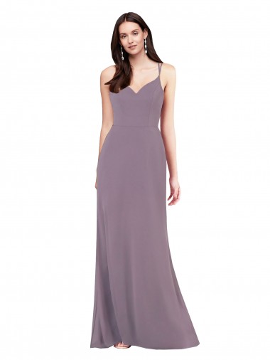 Best Simple Floor-Length Chiffon Formal Bridesmaid Dress with Criss-Cross Back
