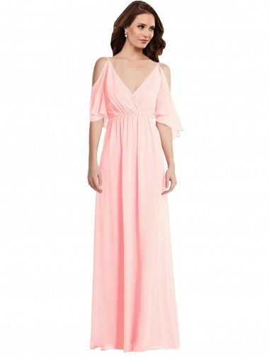 Best Cold Shoulder Draped Wrap Maxi Bridesmaid Dress