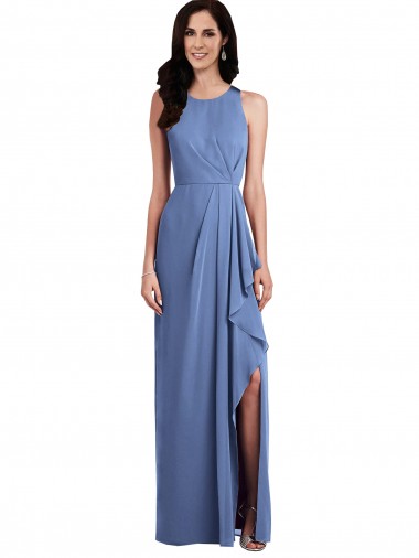Best Sleeveless Chiffon Bridesmaid Dress with Draped Front Slit