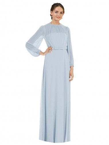 Best Strapless Chiffon Maxi Formal Bridesmaid Dress with Puff Sleeve Blouson Overlay