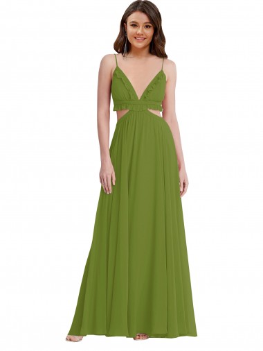 Best Ruffled Chiffon Cutout Maxi Bridesmaid Dress