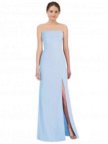 Best Strapless Trumpet Chiffon Formal Bridesmaid Dress with Thigh high Slit