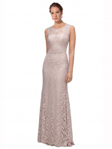 Best Long Sleeveless All Lace Bridesmaid Dress / Prom Dress with Scoop Neckline