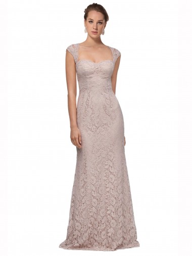 Best Sweetheart Neckline Cap Sleeves Lace Bridesmaid Dress / Prom Dress with Twist