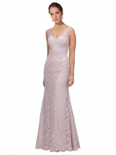 Best Lace V-Neckline Long Full Length Bridesmaid Dress / Prom Dress
