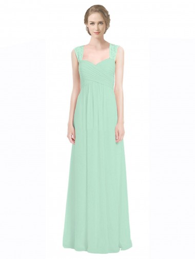 Best Sweetheart Chiffon Bridesmaid Dress with Lace Straps and Keyhole Back